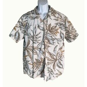 MAGARITAVILLE BBQ Men's Short Sleeve Button Down Floral Shirt White Large